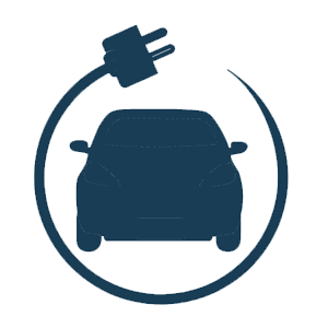 Car and electrical cord icon, representing Hometown Electric's Home Car Charging Station installation service.
